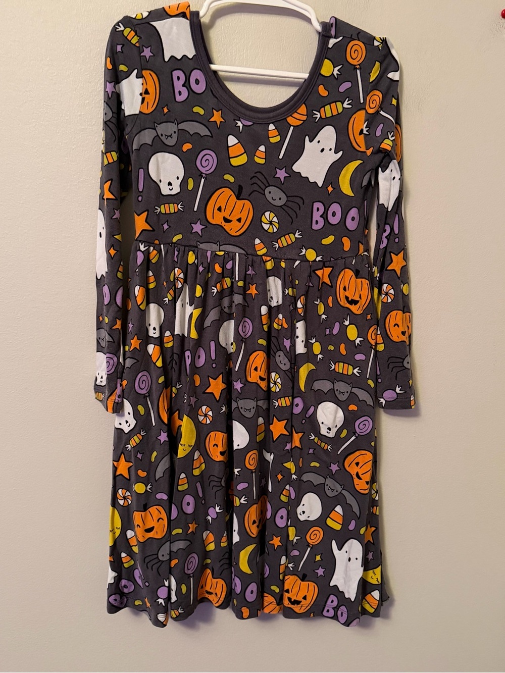 Little Sleepies Halloween Dress - Gray Pumpkin Ghost Print